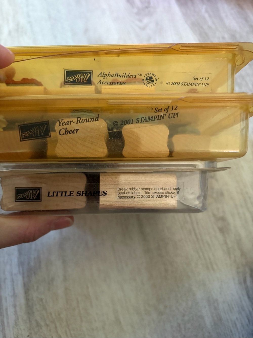 Stampin' Up! 3 Wooden Stamp Sets small shapes, alphabuilders accessories etc - Picture 3 of 4
